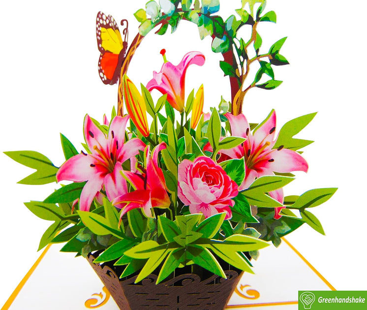 Flower bouquet with butterfly, Pop Up Card, 3D Popup Greeting Cards, f ...