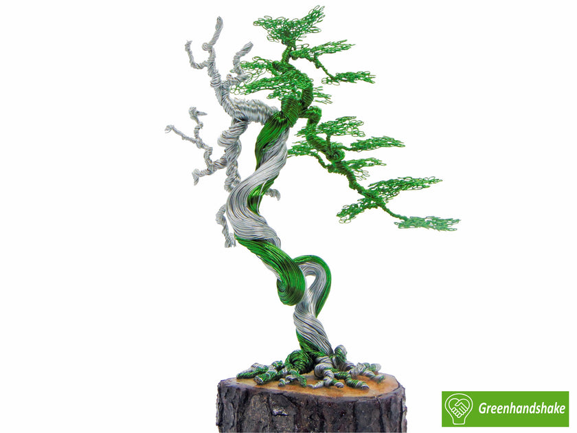 aluminum wire bonsai tree GREEN Bonsai Copper Wire Tree Sculpture, best gift, handcraft, brand n – GREENHANDSHAKE