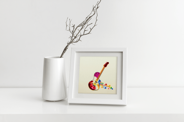 Artistic Guitar, Quilling Greeting Card - Unique Dedicated Handmade Art. Design Greeting Card for all occasion by GREENHANDSHAKE
