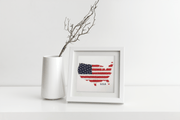 American Flag Shaped Into A Map of USA, Patriotic American, Quilling Card - Unique Dedicated Handmade, Design Greeting Card for all occasion