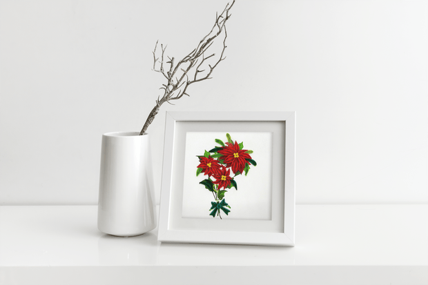 Red poinsettia flower Quilling Greeting Card - Unique Dedicated Handmade/Heartmade Art. Design Greeting Card for all occasion by GREENHANDSHAKE