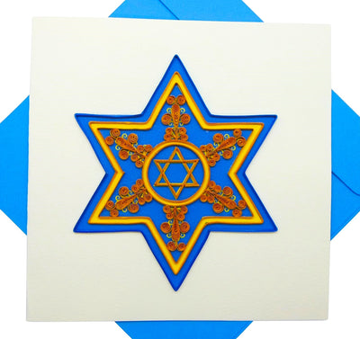 The Star of David, Quilling Greeting Card - Unique Dedicated Handmade/Heartmade Art. Design Greeting Card for all occasion by GREENHANDSHAKE