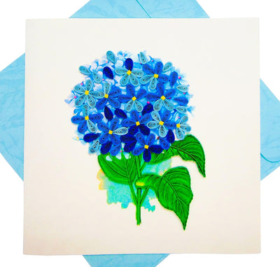 Hydrangea Bouquet Quilling Greeting Card - Unique Dedicated Handmade/Heartmade Art. Design Greeting Card for all occasion