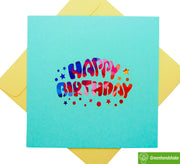 Colorful happy birthday, 3D Popup Greeting Cards - Unique Dedicated Handmade/Heartmade Art. Design Greeting Card for all occasion