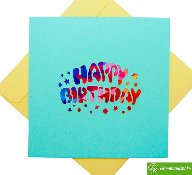 Colorful happy birthday, 3D Popup Greeting Cards - Unique Dedicated Handmade/Heartmade Art. Design Greeting Card for all occasion