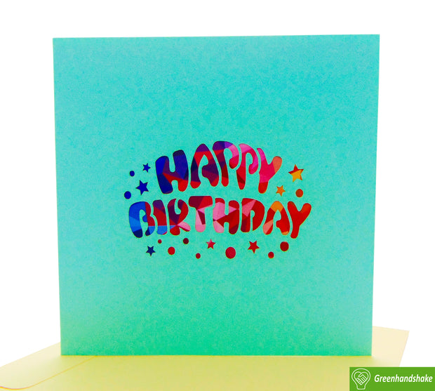 Colorful happy birthday, 3D Popup Greeting Cards - Unique Dedicated Handmade/Heartmade Art. Design Greeting Card for all occasion