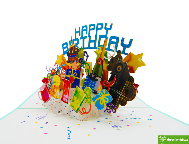 Colorful happy birthday, 3D Popup Greeting Cards - Unique Dedicated Handmade/Heartmade Art. Design Greeting Card for all occasion