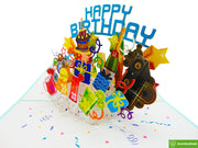 Colorful happy birthday, 3D Popup Greeting Cards - Unique Dedicated Handmade/Heartmade Art. Design Greeting Card for all occasion