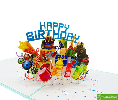 Colorful happy birthday, 3D Popup Greeting Cards - Unique Dedicated Handmade/Heartmade Art. Design Greeting Card for all occasion