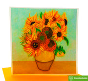 Van Gogh's Vase with Sunflowers (1888) Quilling Art Greeting Card - Perfect Gift for Any Occasion. Framable Artwork for Art Lovers. Ideal for Birthdays, Mother's Day, Father's Day & Christmas