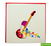 Artistic Guitar, Quilling Greeting Card - Unique Dedicated Handmade Art. Design Greeting Card for all occasion by GREENHANDSHAKE
