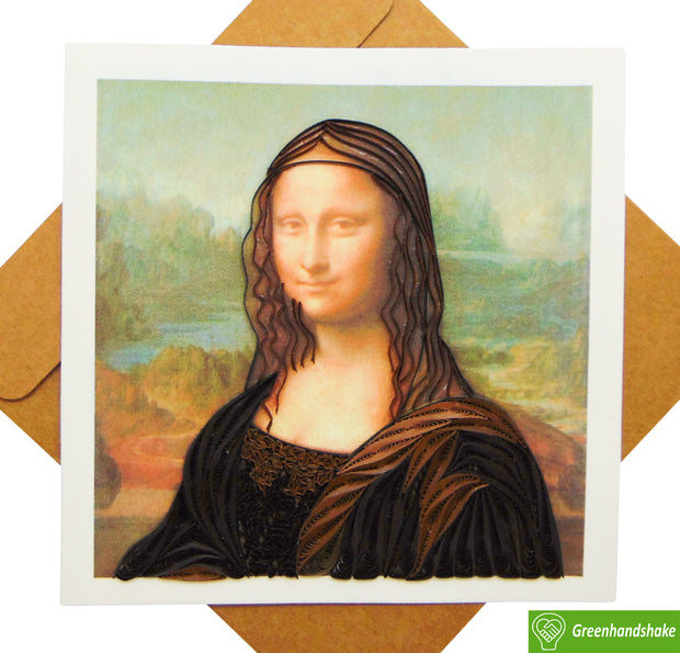 Leonardo da Vinci's Portrait of Mona Lisa (1503-1506) Quilling Art Greeting Card - Perfect Gift for Any Occasion. Framable Artwork for Art Lovers. Ideal for Birthdays, Mother's Day, Father's Day & Christmas