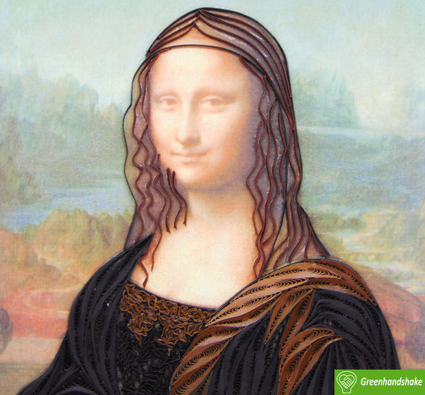 Leonardo da Vinci's Portrait of Mona Lisa (1503-1506) Quilling Art Greeting Card - Perfect Gift for Any Occasion. Framable Artwork for Art Lovers. Ideal for Birthdays, Mother's Day, Father's Day & Christmas