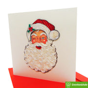 Vintage Christmas Beistle Santa Claus Face, Quilling Greeting Card - Unique Dedicated Handmade/Heartmade Art. Design Greeting Card for all occasion