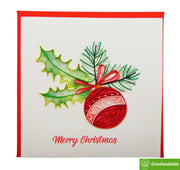 Merry Christmas Ornaments, Quilling Greeting Card - Unique Dedicated Handmade/Heartmade Art. Design Greeting Card for all occasion