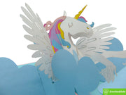 Dreamy Unicorn Fantasy, Pop Up Card, 3D Popup Greeting Cards - Unique Dedicated Handmade/Heartmade Art. Design Greeting Card for all occasion