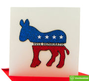 Democratic Symbol, Artistic Donkey Greeting Card, Patriotic American, Quilling Card - Unique Dedicated Handmade, Design Greeting Card for all occasion