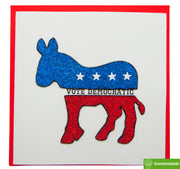 Democratic Symbol, Artistic Donkey Greeting Card, Patriotic American, Quilling Card - Unique Dedicated Handmade, Design Greeting Card for all occasion