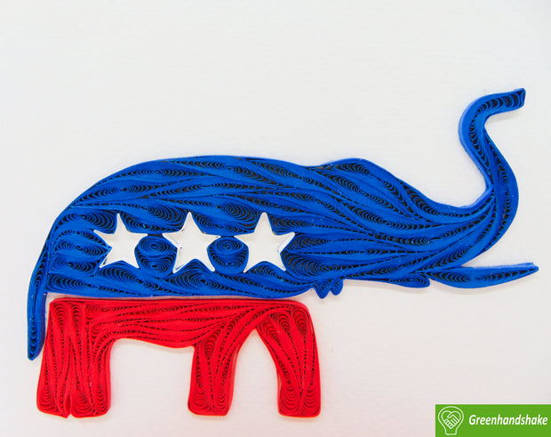 Elephant Empowerment, Republican Symbol Card, Patriotic American, Quilling Card - Unique Dedicated Handmade, Design Greeting Card for all occasion