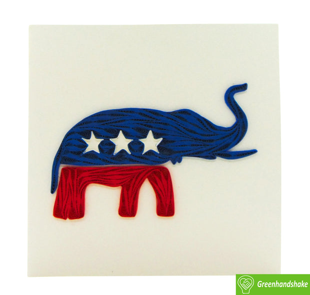 Elephant Empowerment, Republican Symbol Card, Patriotic American, Quilling Card - Unique Dedicated Handmade, Design Greeting Card for all occasion