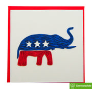 Elephant Empowerment, Republican Symbol Card, Patriotic American, Quilling Card - Unique Dedicated Handmade, Design Greeting Card for all occasion