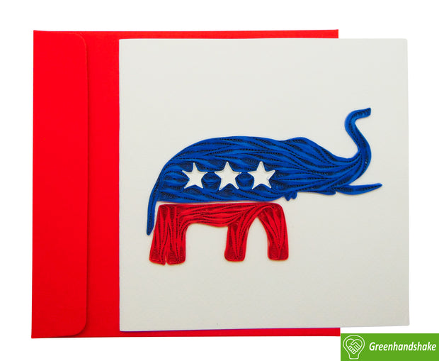 Elephant Empowerment, Republican Symbol Card, Patriotic American, Quilling Card - Unique Dedicated Handmade, Design Greeting Card for all occasion