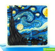 Van Gogh's The Starry Night (1889) Quilling Art Greeting Card - Perfect Gift for Any Occasion. Framable Artwork for Art Lovers. Ideal for Birthdays, Mother's Day, Father's Day & Christmas