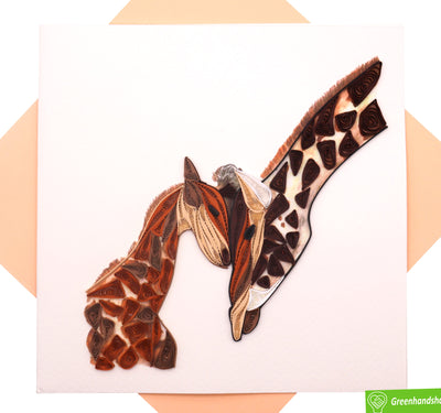 Giraffe Love, Quilling Greeting Card - Unique Dedicated Handmade Art. Design Greeting Card for all occasion by GREENHANDSHAKE