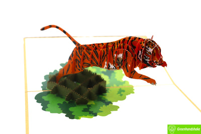 Tiger, Pop Up Card, 3D Popup Greeting Cards - Unique Dedicated Handmade/Heartmade Art. Design Greeting Card for all occasion
