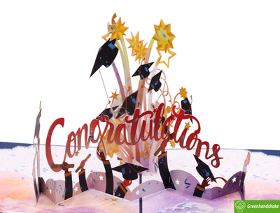 Cap and Congratulations, Pop Up Card, 3D Popup Greeting Cards - Unique Dedicated Handmade/Heartmade Art. Design Greeting Card for all occasion