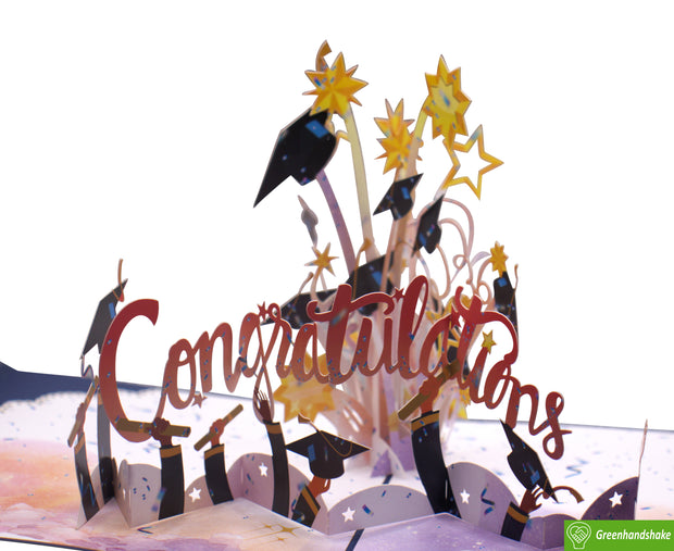 Cap and Congratulations, Pop Up Card, 3D Popup Greeting Cards - Unique Dedicated Handmade/Heartmade Art. Design Greeting Card for all occasion