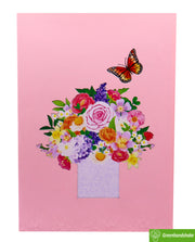 Blooms and Butterfly, Pop Up Card, 3D Popup Greeting Cards - Unique Dedicated Handmade/Heartmade Art. Design Greeting Card for all occasion