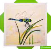 Dragonfly Dreamscape Quilling Greeting Card - Unique Dedicated Handmade Art. Design Greeting Card for all occasion by GREENHANDSHAKE