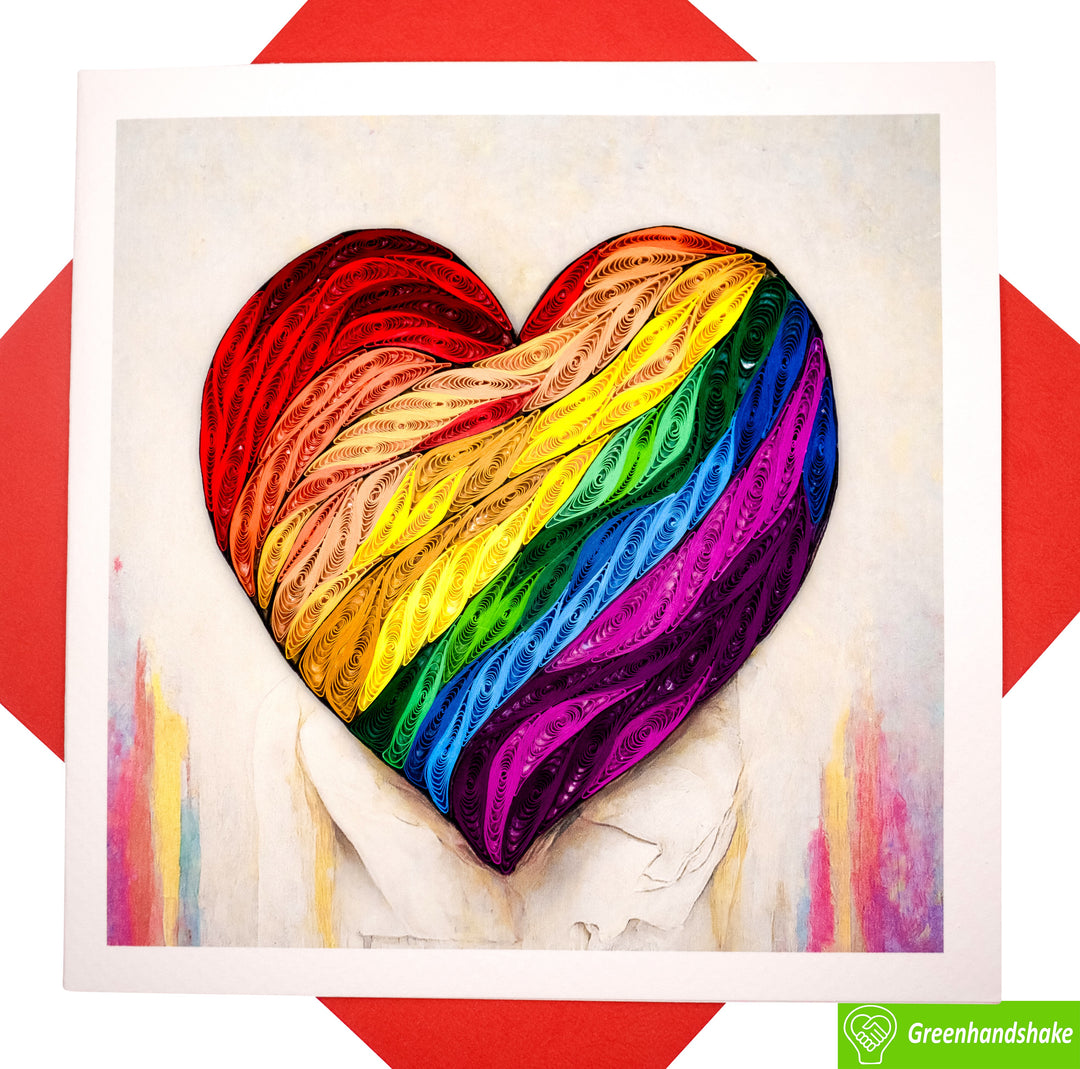 Love In Every Color Quilling Art Greeting Card - Handmade Paper Art Card For All Occasions