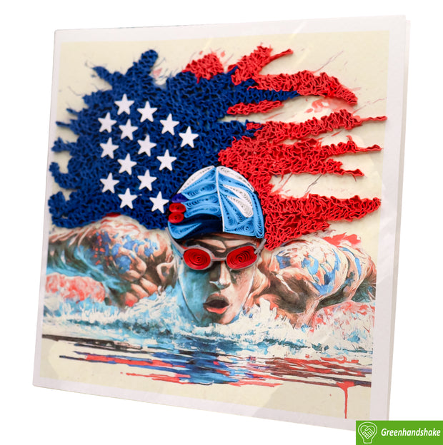 American Waves of Glory, Quilling Greeting Card - Unique Dedicated Handmade Art. Design Greeting Card for all occasion by GREENHANDSHAKE