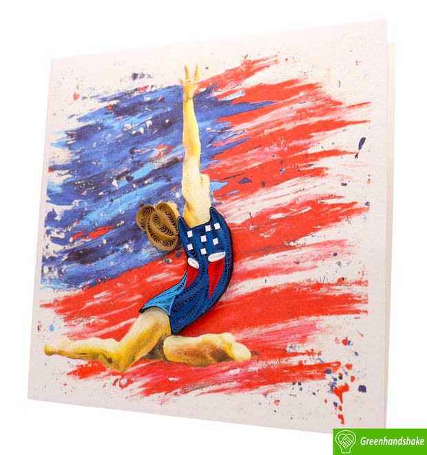 USA Gymnastics Glory, Quilling Greeting Card - Unique Dedicated Handmade Art. Design Greeting Card for all occasion by GREENHANDSHAKE )