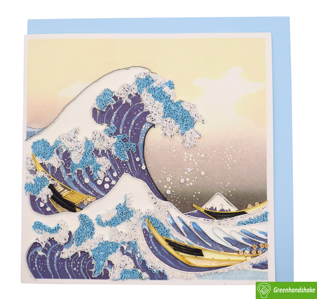 Hokusai's The Great Wave at Kanagawa (1760-1849) Quilling Art Greeting Card - Perfect Gift for Any Occasion. Framable Artwork for Art Lovers. Ideal for Birthdays, Mother's Day, Father's Day & Christmas (Copy)