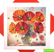 Poppies Bouquet in Vase Quilling Greeting Card - Unique Dedicated Handmade/Heartmade Art. Design Greeting Card for all occasion by GREENHANDSHAKE (Copy) (Copy)