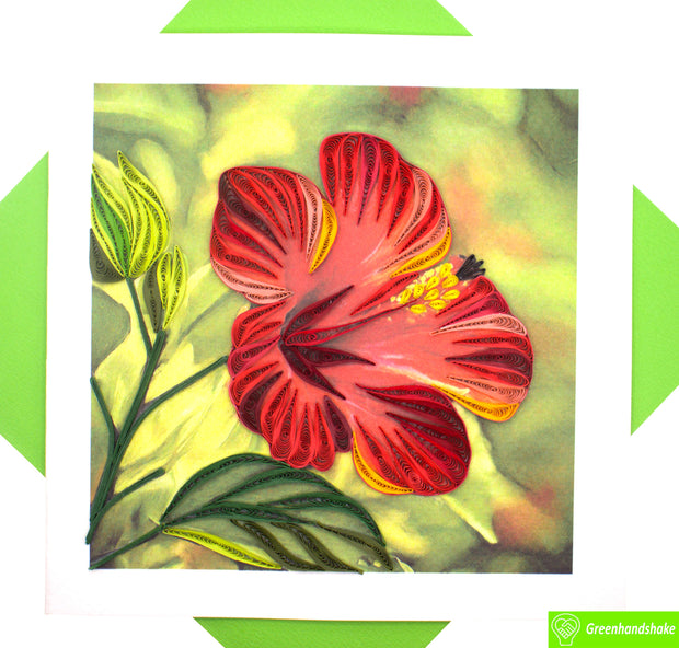 Hibiscus Flower Quilling Greeting Card - Unique Dedicated Handmade/Heartmade Art. Design Greeting Card for all occasion by GREENHANDSHAKE (Copy)