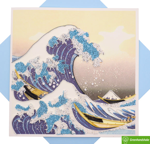 Hokusai's The Great Wave at Kanagawa (1760-1849) Quilling Art Greeting Card - Perfect Gift for Any Occasion. Framable Artwork for Art Lovers. Ideal for Birthdays, Mother's Day, Father's Day & Christmas (Copy)