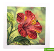 Hibiscus Flower Quilling Greeting Card - Unique Dedicated Handmade/Heartmade Art. Design Greeting Card for all occasion by GREENHANDSHAKE (Copy)