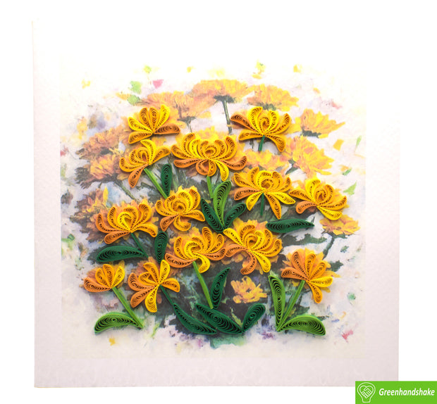 Chrysanthemums in a Vase Quilling Greeting Card - Unique Dedicated Handmade/Heartmade Art. Design Greeting Card for all occasion by GREENHANDSHAKE (Copy) (Copy) (Copy) (Copy)