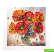 Poppies Bouquet in Vase Quilling Greeting Card - Unique Dedicated Handmade/Heartmade Art. Design Greeting Card for all occasion by GREENHANDSHAKE (Copy) (Copy)