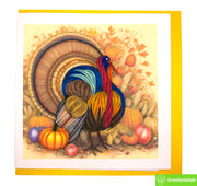 Thankful Wild Turkey, Quilling Greeting Card - Unique Dedicated Handmade/Heartmade Art. Design Greeting Card for all occasion