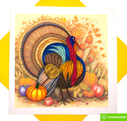 Thankful Wild Turkey, Quilling Greeting Card - Unique Dedicated Handmade/Heartmade Art. Design Greeting Card for all occasion