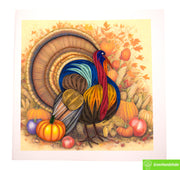 Thankful Wild Turkey, Quilling Greeting Card - Unique Dedicated Handmade/Heartmade Art. Design Greeting Card for all occasion