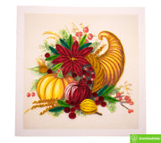 Floral Cornucopia, Quilling Greeting Card - Unique Dedicated Handmade/Heartmade Art. Design Greeting Card for all occasion