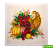 Floral Cornucopia, Quilling Greeting Card - Unique Dedicated Handmade/Heartmade Art. Design Greeting Card for all occasion