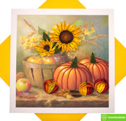 Autumn Blessings, Sunflowers and Pumpkins, Quilling Greeting Card - Unique Dedicated Handmade/Heartmade Art. Design Greeting Card for all occasion