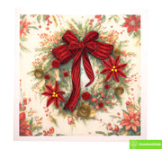 Festive Poinsettia & Bow Christmas, Quilling Greeting Card - Unique Dedicated Handmade/Heartmade Art. Design Greeting Card for all occasion